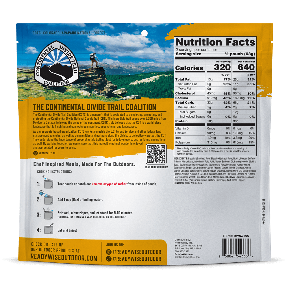 ReadyWise Pro 6 Pack Adventure Meal Homestyle Biscuits & Gravy with Sausage