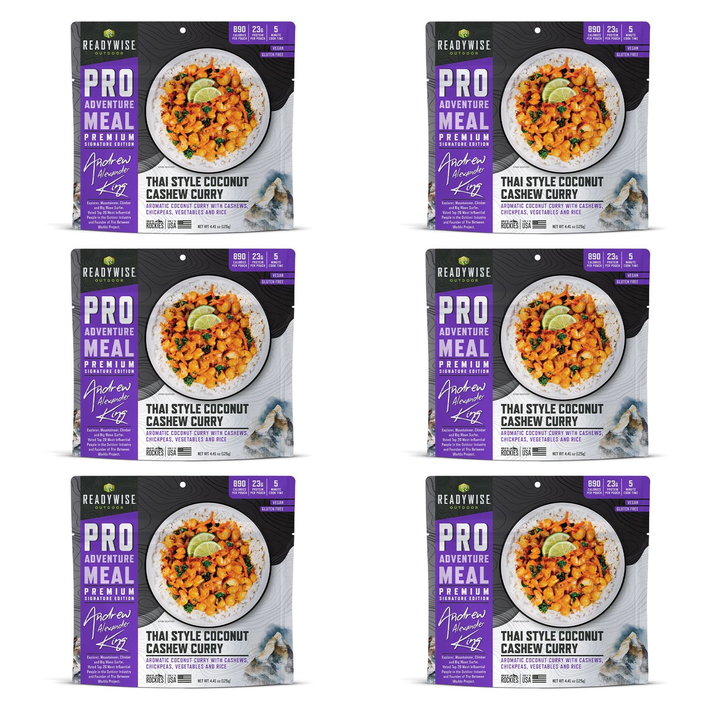 ReadyWise Pro 6 Pack Adventure Meal Thai Coconut Cashew Curry
