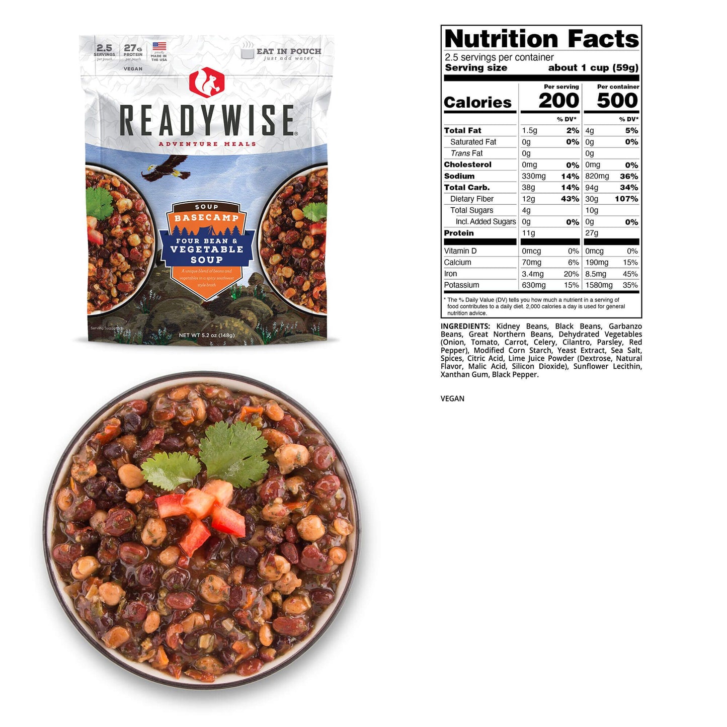 ReadyWise 6 Pack Basecamp Four Bean & Vegetable Soup